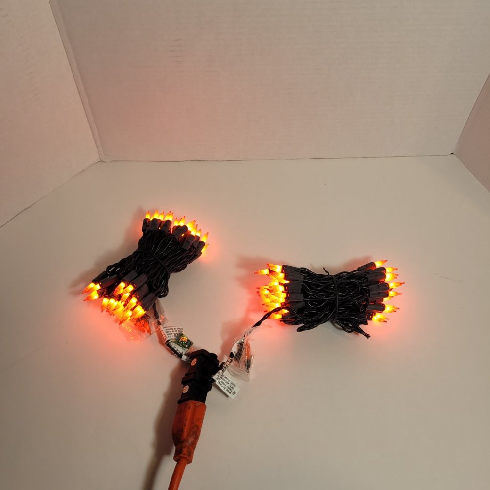 UL Lighted 100ct Orange Indoor/Outdoor Mini Icicle Lights Tested - Picture 2 of 5